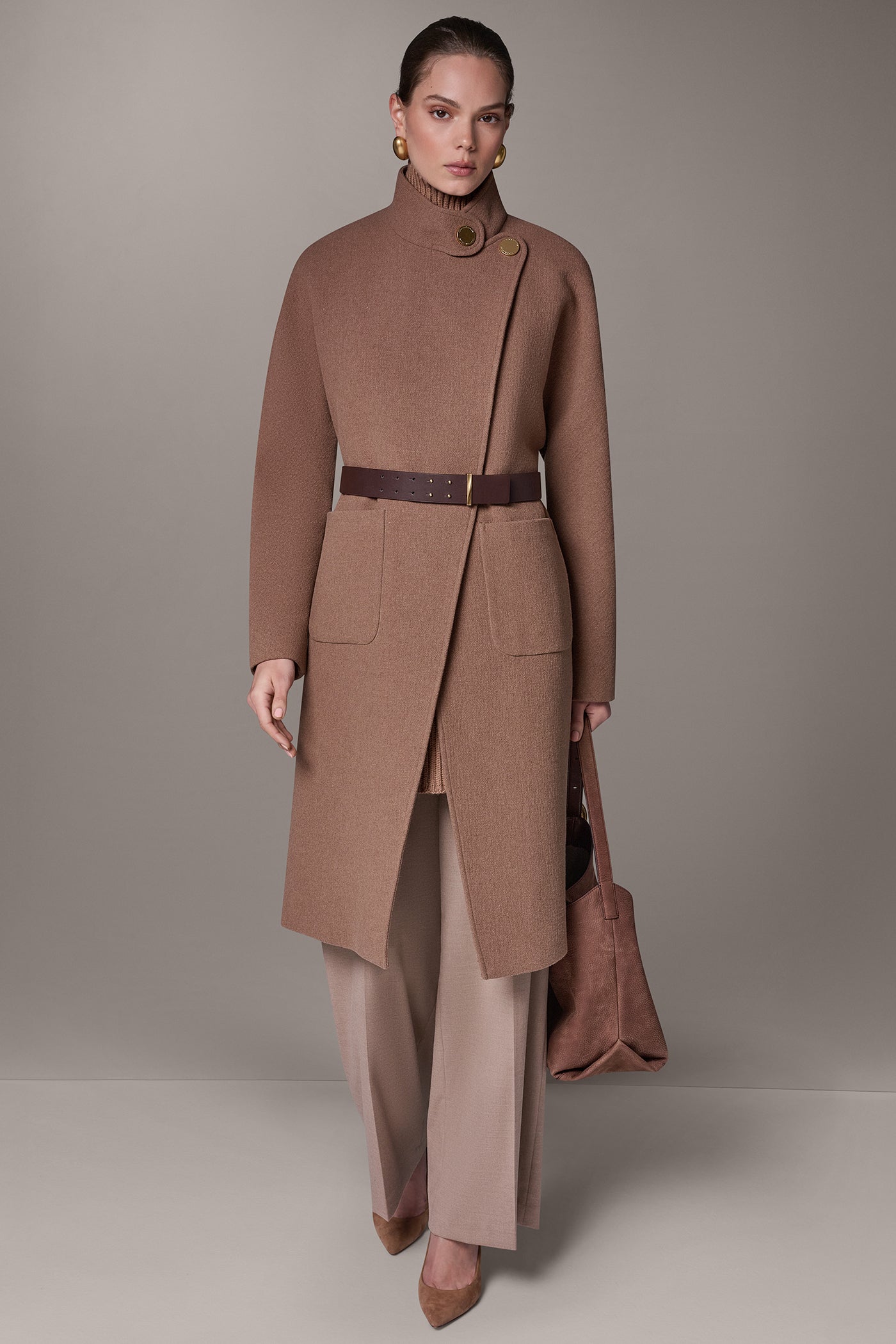 WOOL BLEND HIGH NECK WRAP COAT VIEW 7