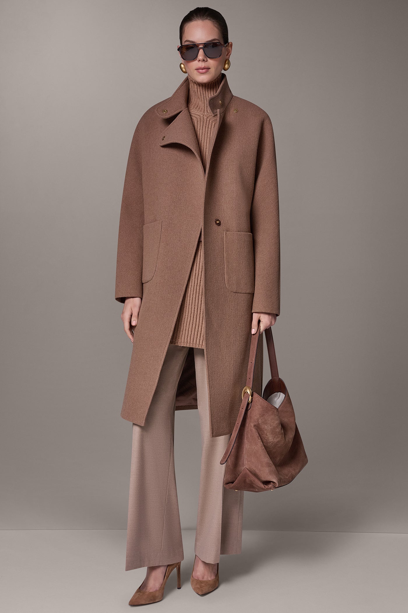 WOOL BLEND HIGH NECK WRAP COAT VIEW 6