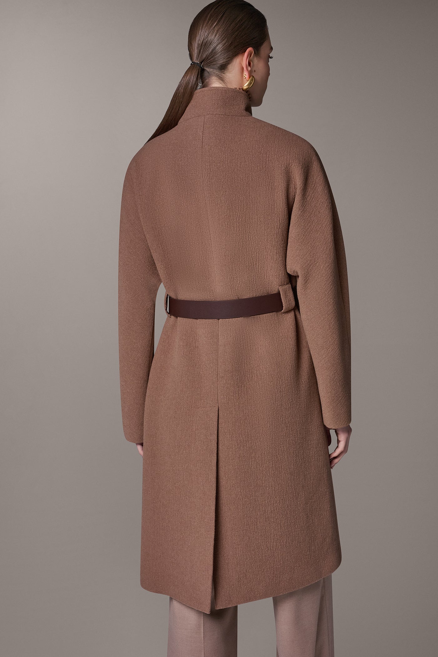 WOOL BLEND HIGH NECK WRAP COAT VIEW 3