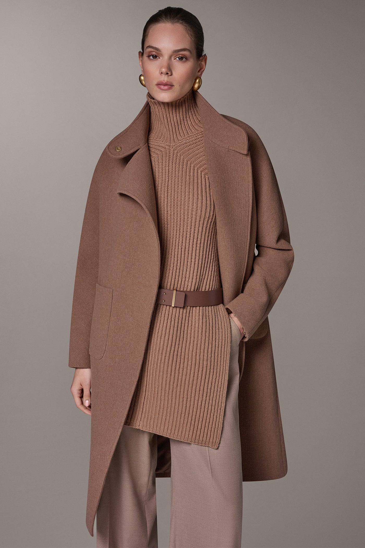 WOOL BLEND HIGH NECK WRAP COAT VIEW 4