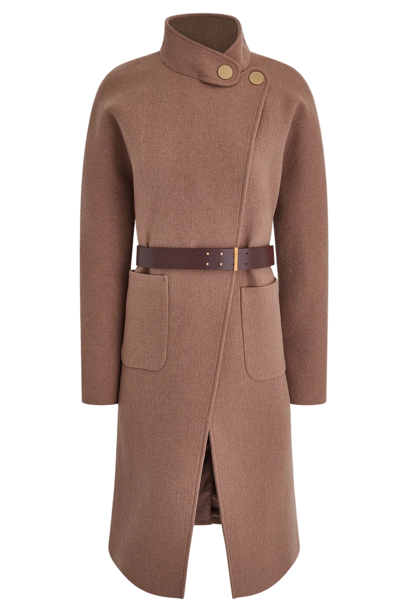 WOOL BLEND HIGH NECK WRAP COAT (alternate view)