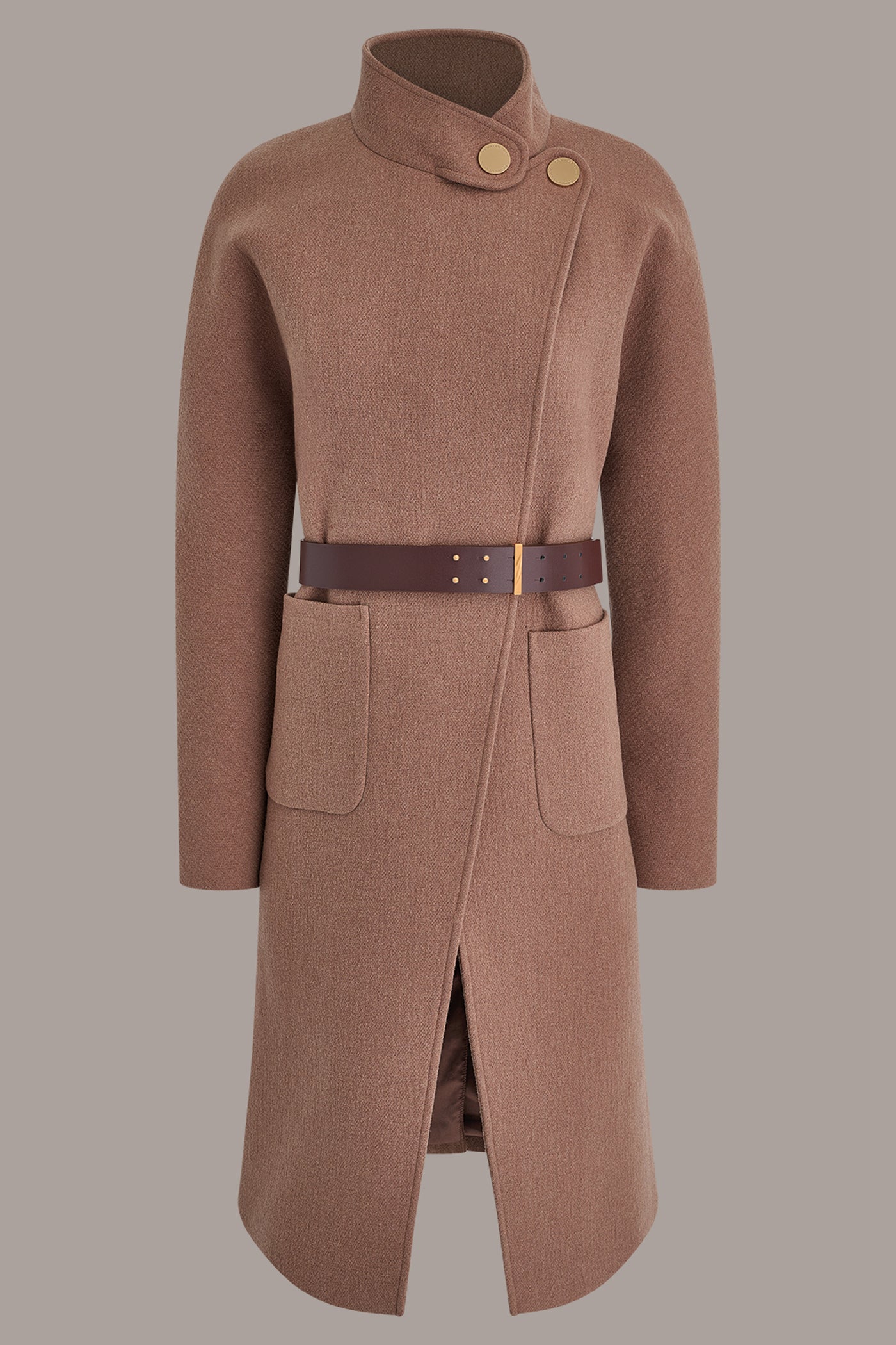 WOOL BLEND HIGH NECK WRAP COAT VIEW 13 | New clothing