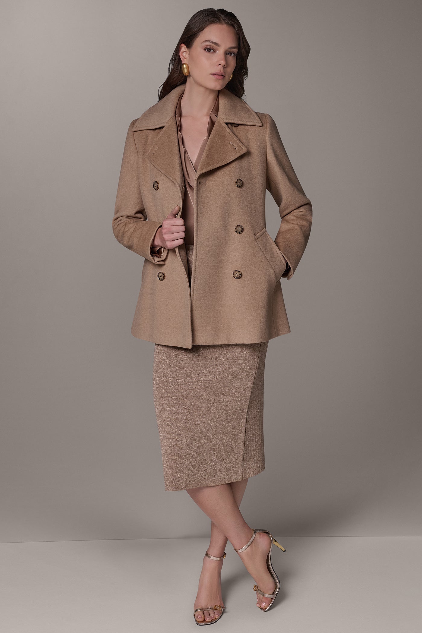 WOOL BLEND DOUBLE-BREASTED PEACOAT VIEW 4