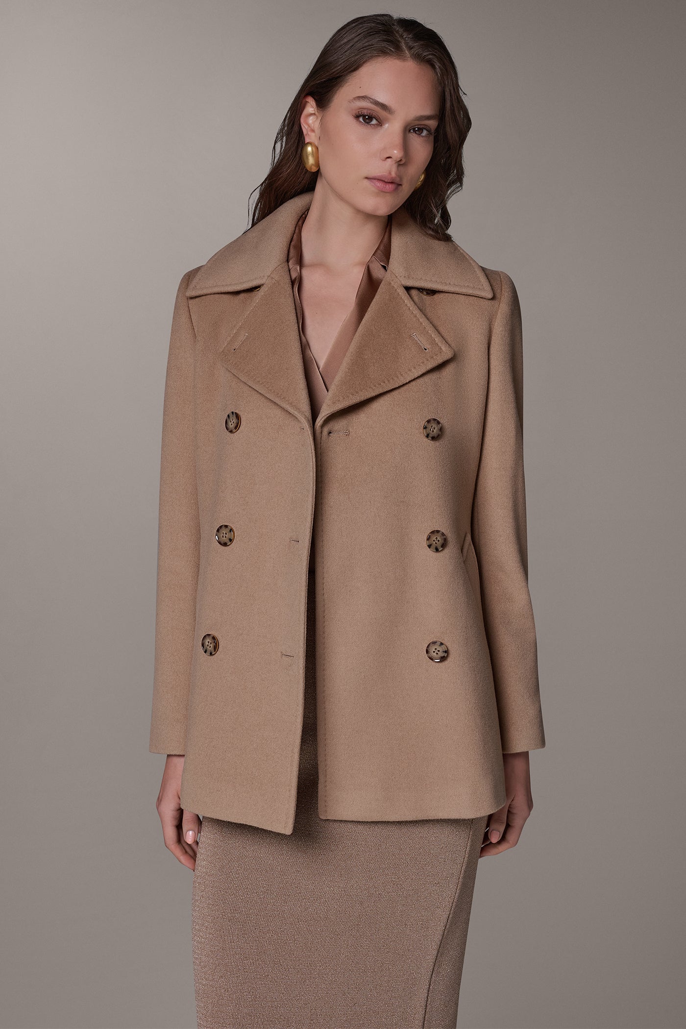 WOOL BLEND DOUBLE-BREASTED PEACOAT VIEW 1