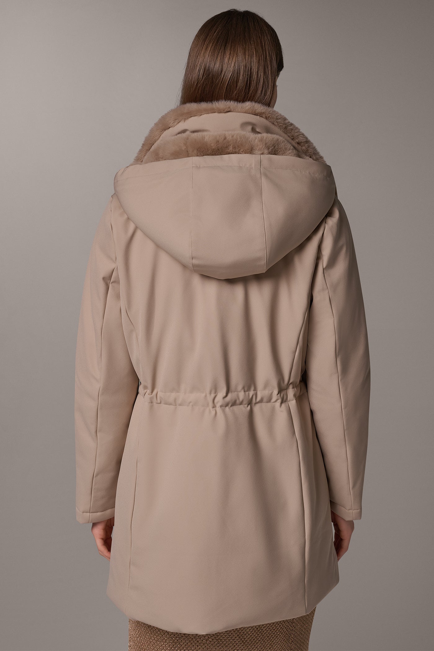 FAUX FUR COLLAR HOODED COAT VIEW 3 | Coveted Coats