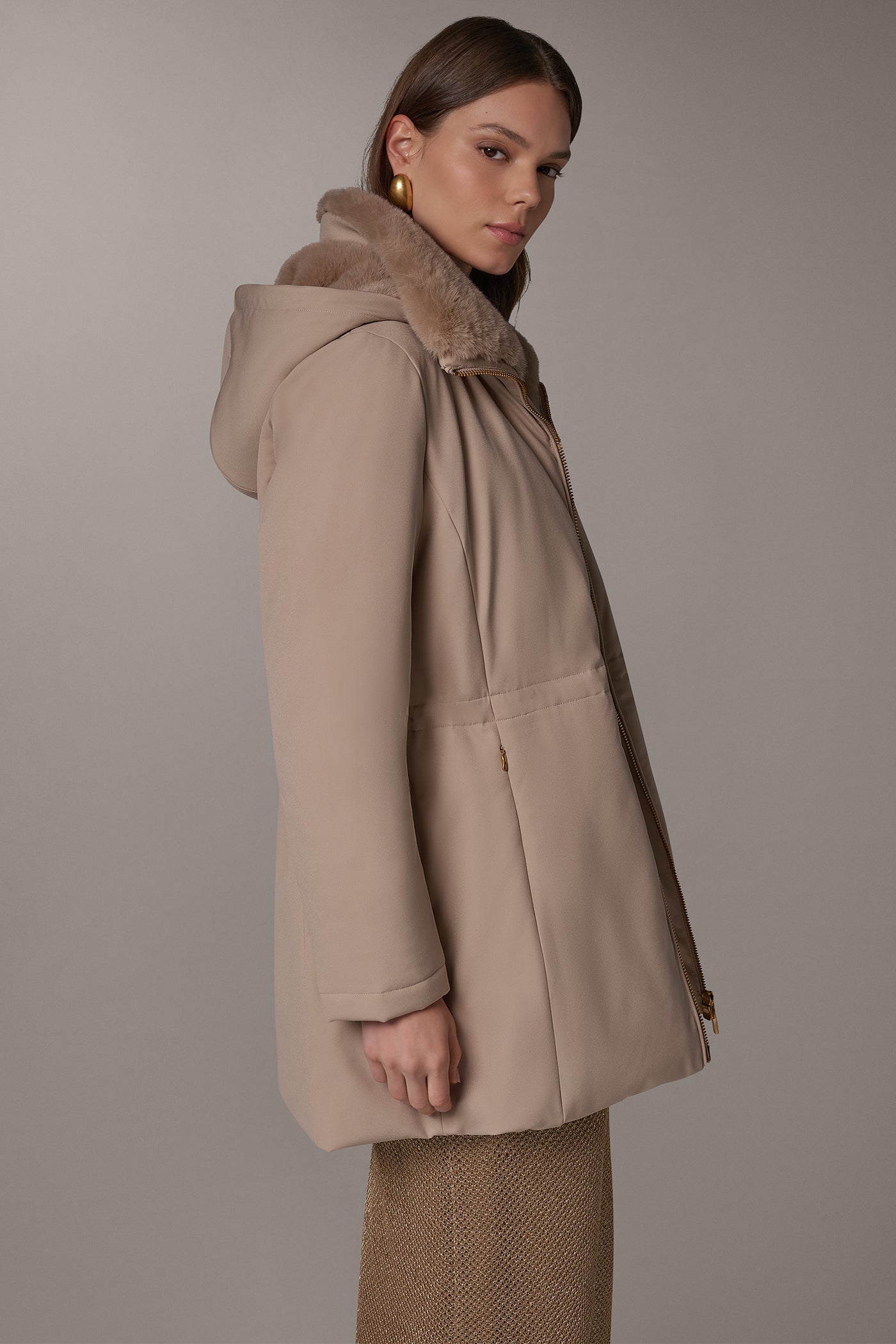FAUX FUR COLLAR HOODED COAT VIEW 4 | Coveted Coats