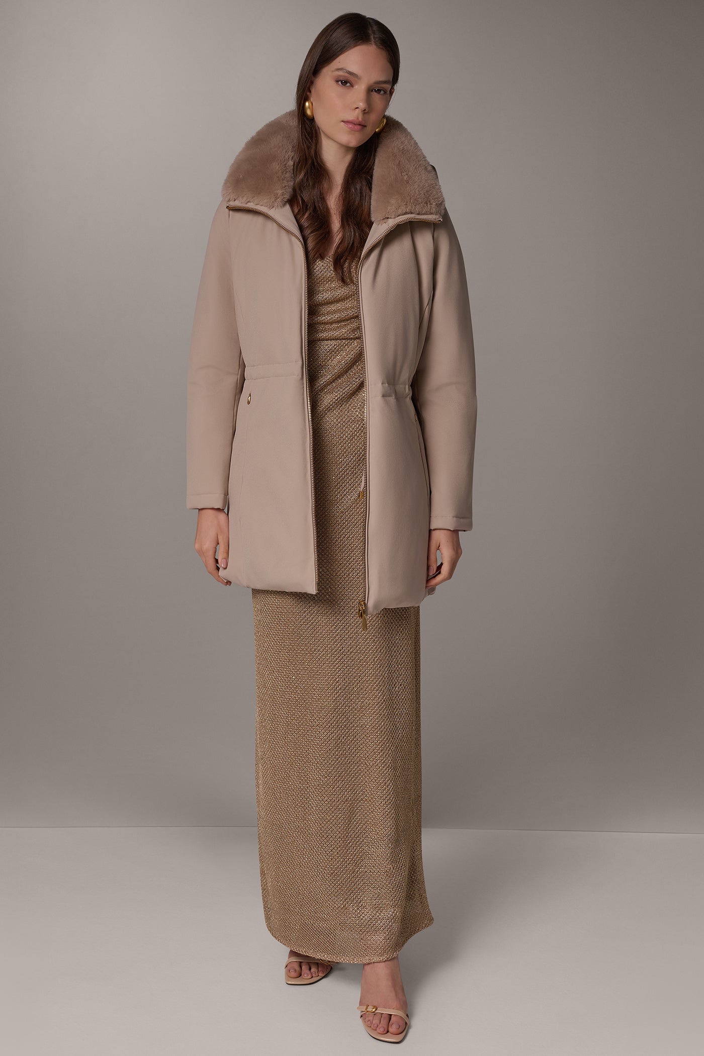 FAUX FUR COLLAR HOODED COAT VIEW 13 | Coveted Coats