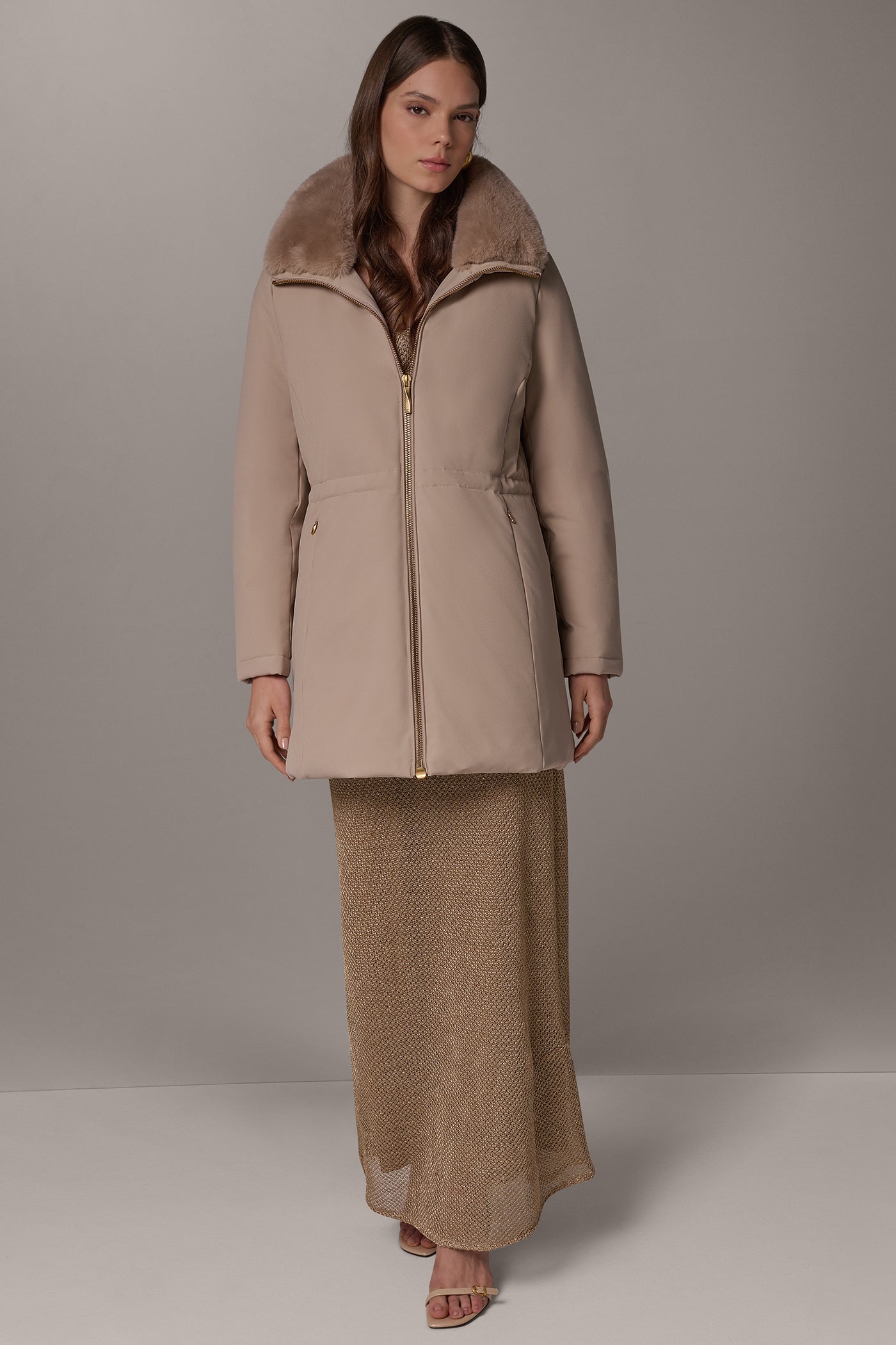 FAUX FUR COLLAR HOODED COAT VIEW 14 | Coveted Coats