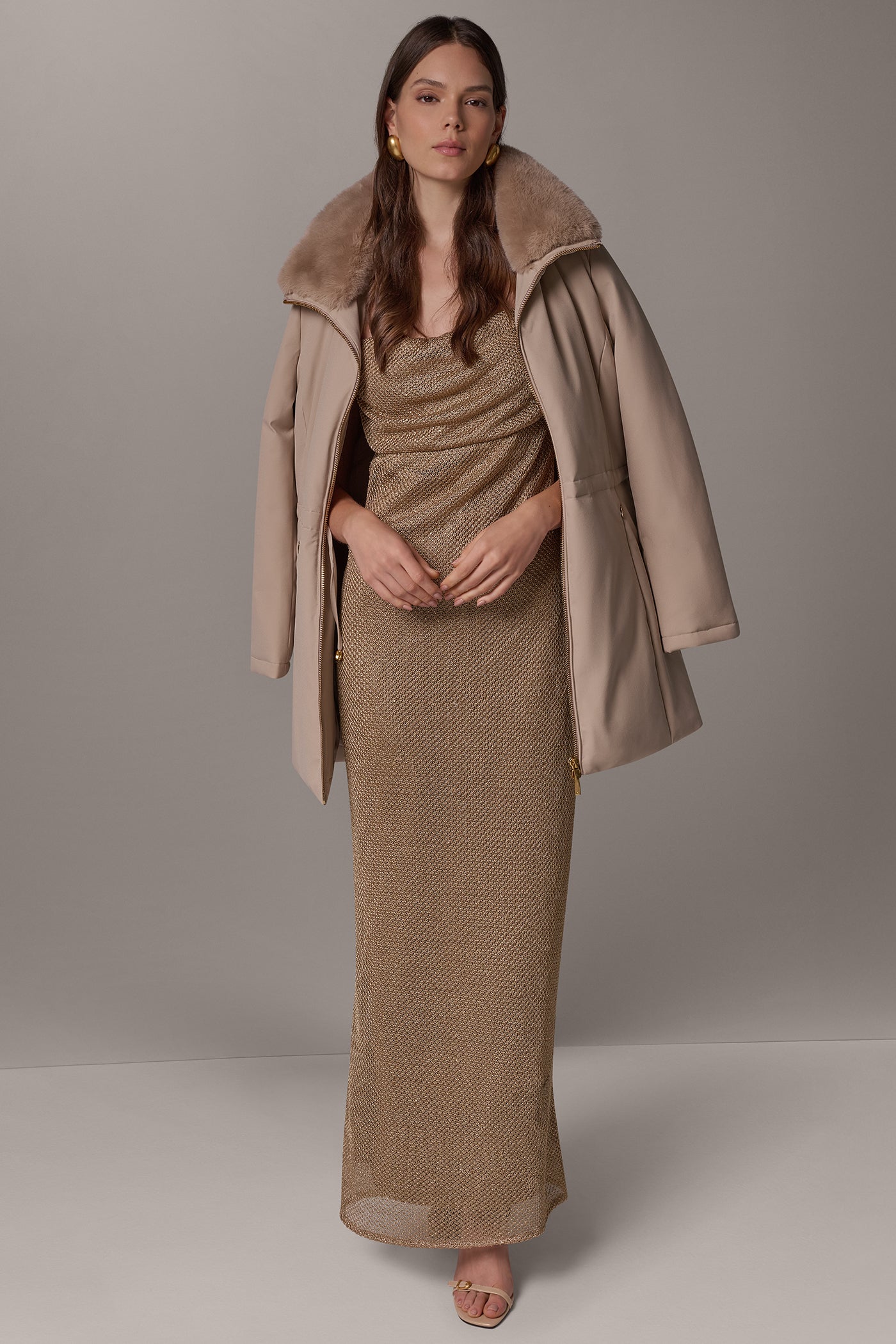 FAUX FUR COLLAR HOODED COAT VIEW 15 | Coveted Coats