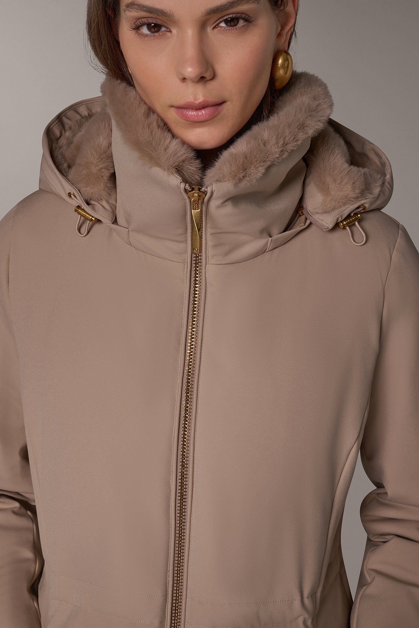 FAUX FUR COLLAR HOODED COAT VIEW 6 | Coveted Coats
