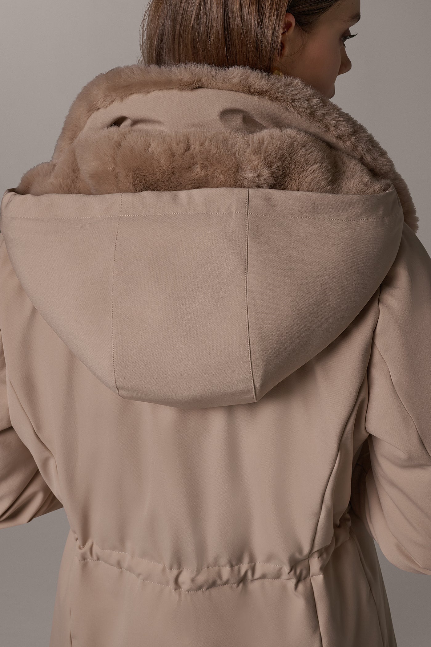 FAUX FUR COLLAR HOODED COAT VIEW 12 | Coveted Coats