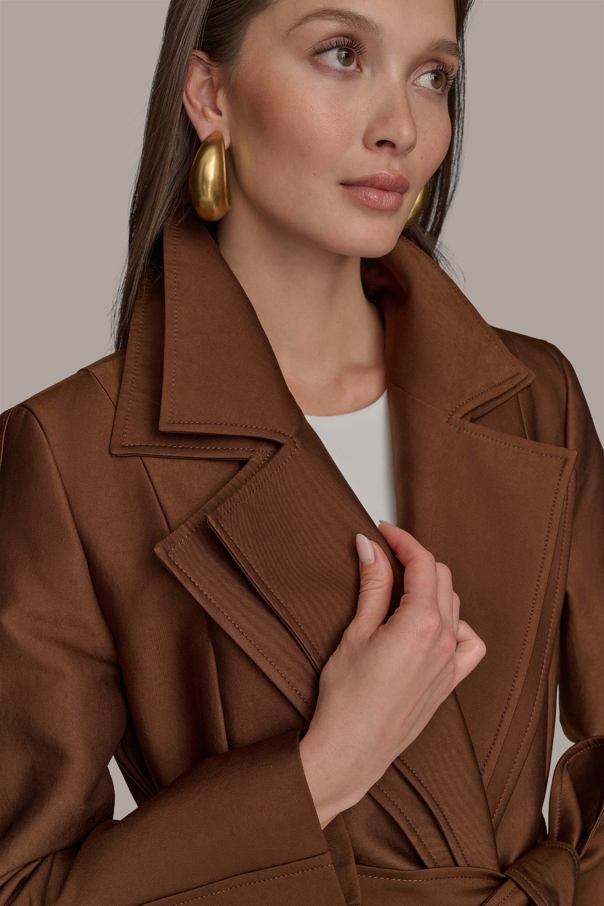 DOUBLE COLLAR SATIN TRENCH COAT VIEW 9 | New Arrivals