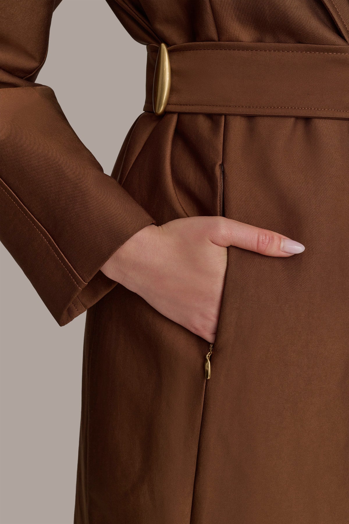 DOUBLE COLLAR SATIN TRENCH COAT VIEW 10 | New Arrivals