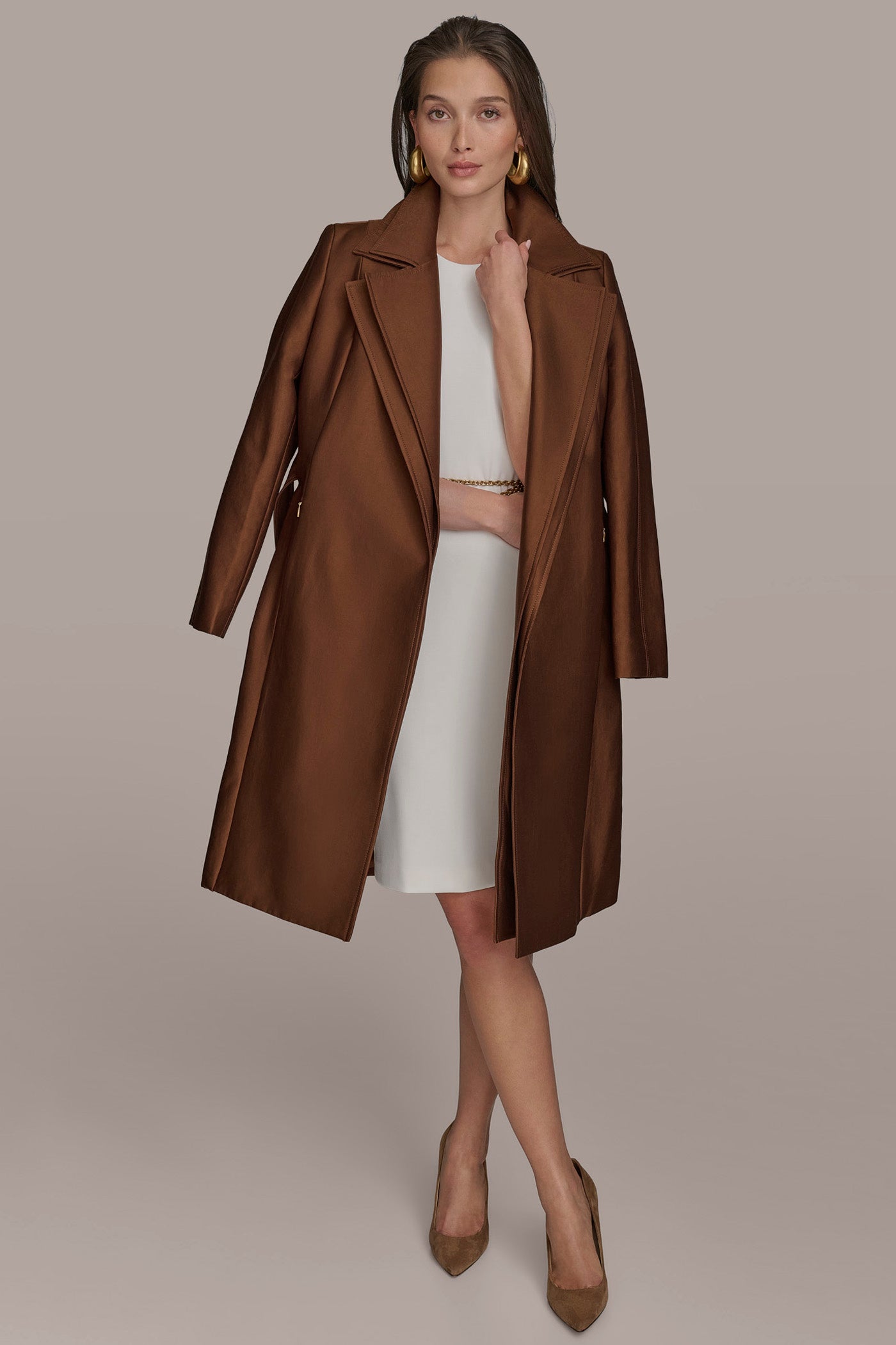 DOUBLE COLLAR SATIN TRENCH COAT VIEW 5 | New Arrivals