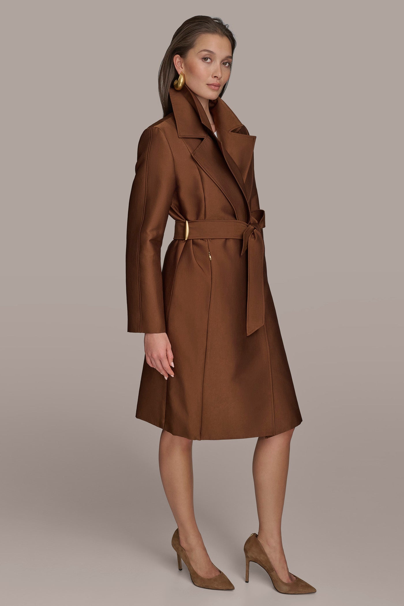 DOUBLE COLLAR SATIN TRENCH COAT VIEW 3 | New Arrivals