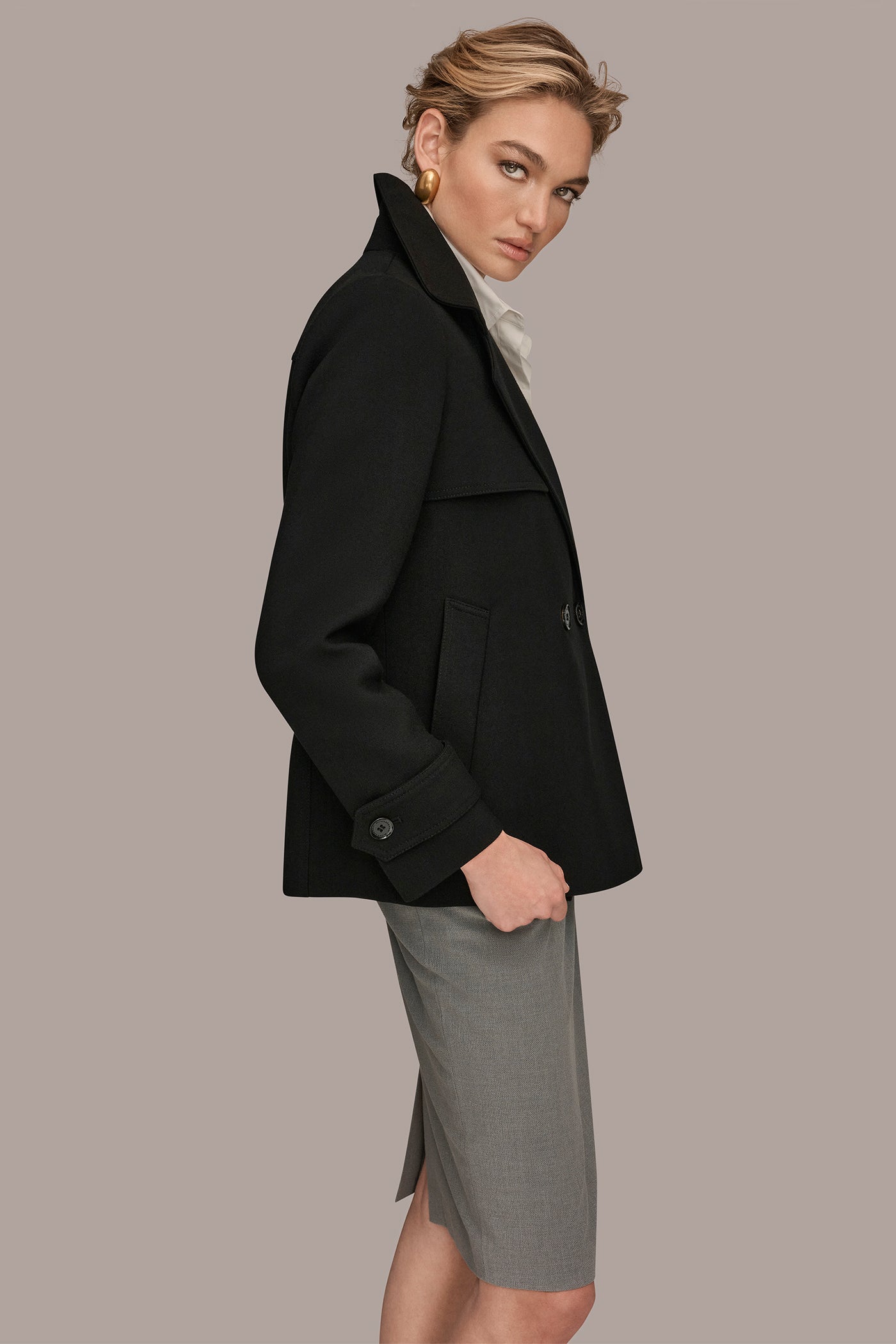 CROPPED DOUBLE-BREASTED TRENCH COAT VIEW 3 | New Arrivals