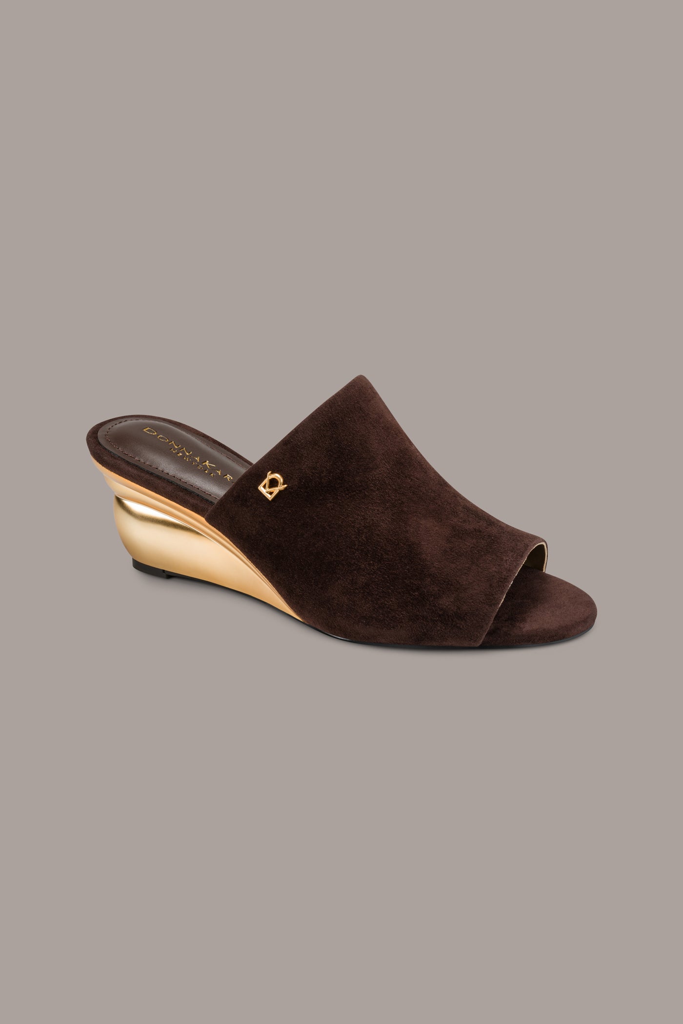 DONNA SUEDE WEDGE MULE SANDAL VIEW 1