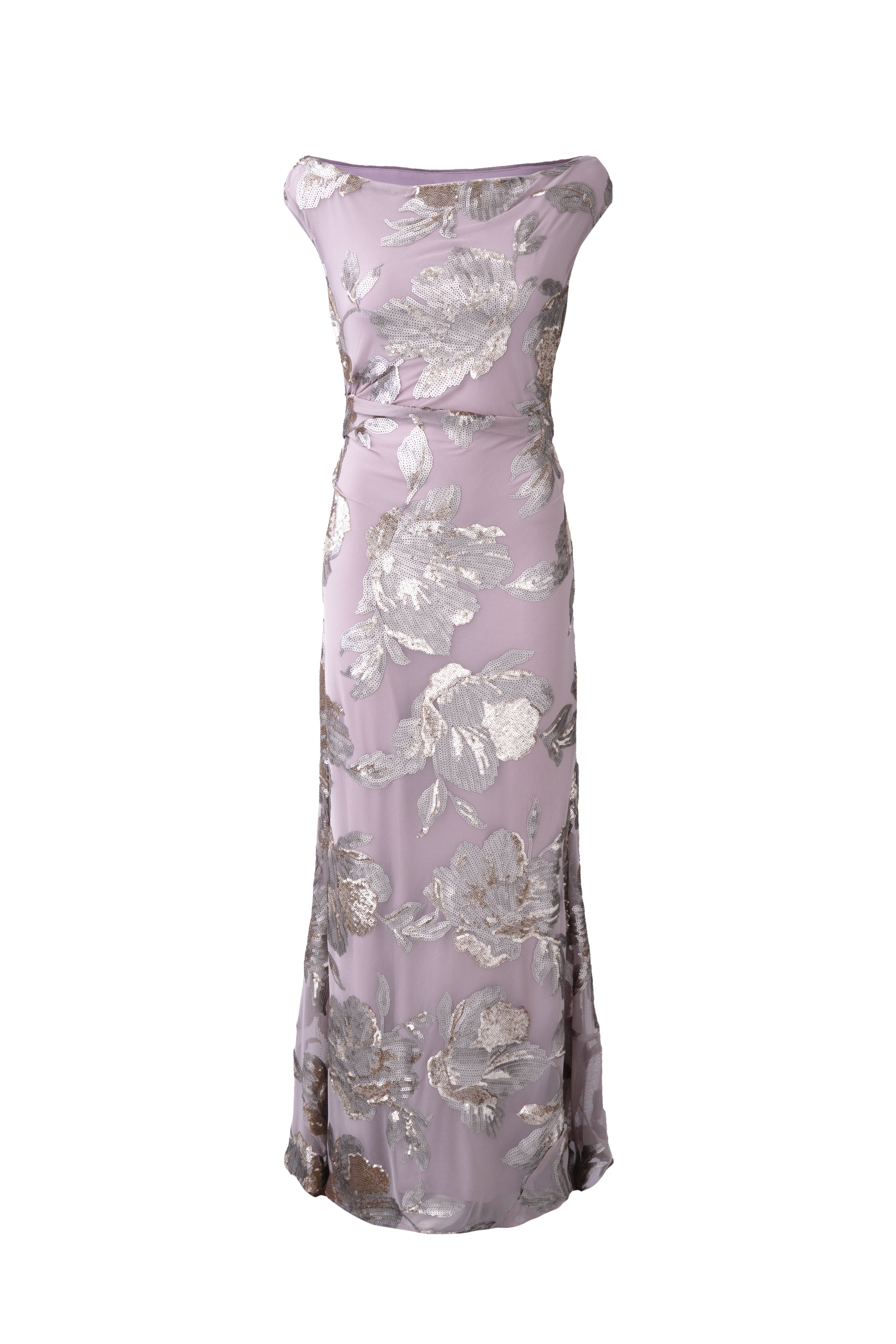 SEQUIN FLORAL ASYMMETRIC GOWN (alternate view)