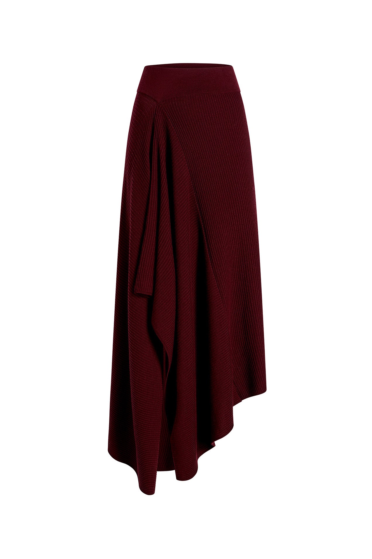 RIB WOOL ASYMMETRIC MIDI SKIRT VIEW 2