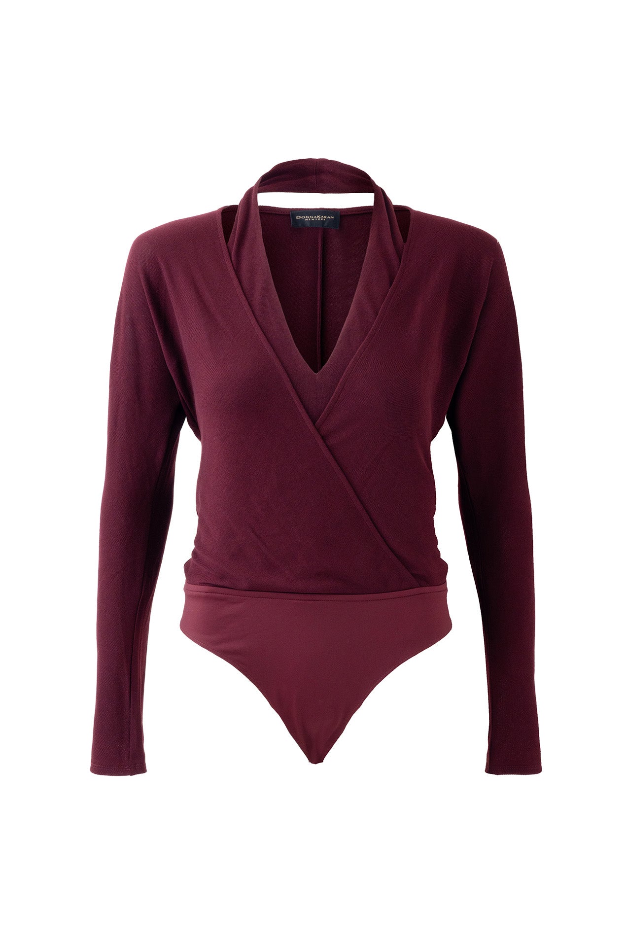 CUTOUT WRAP EFFECT V-NECK BODYSUIT VIEW 2