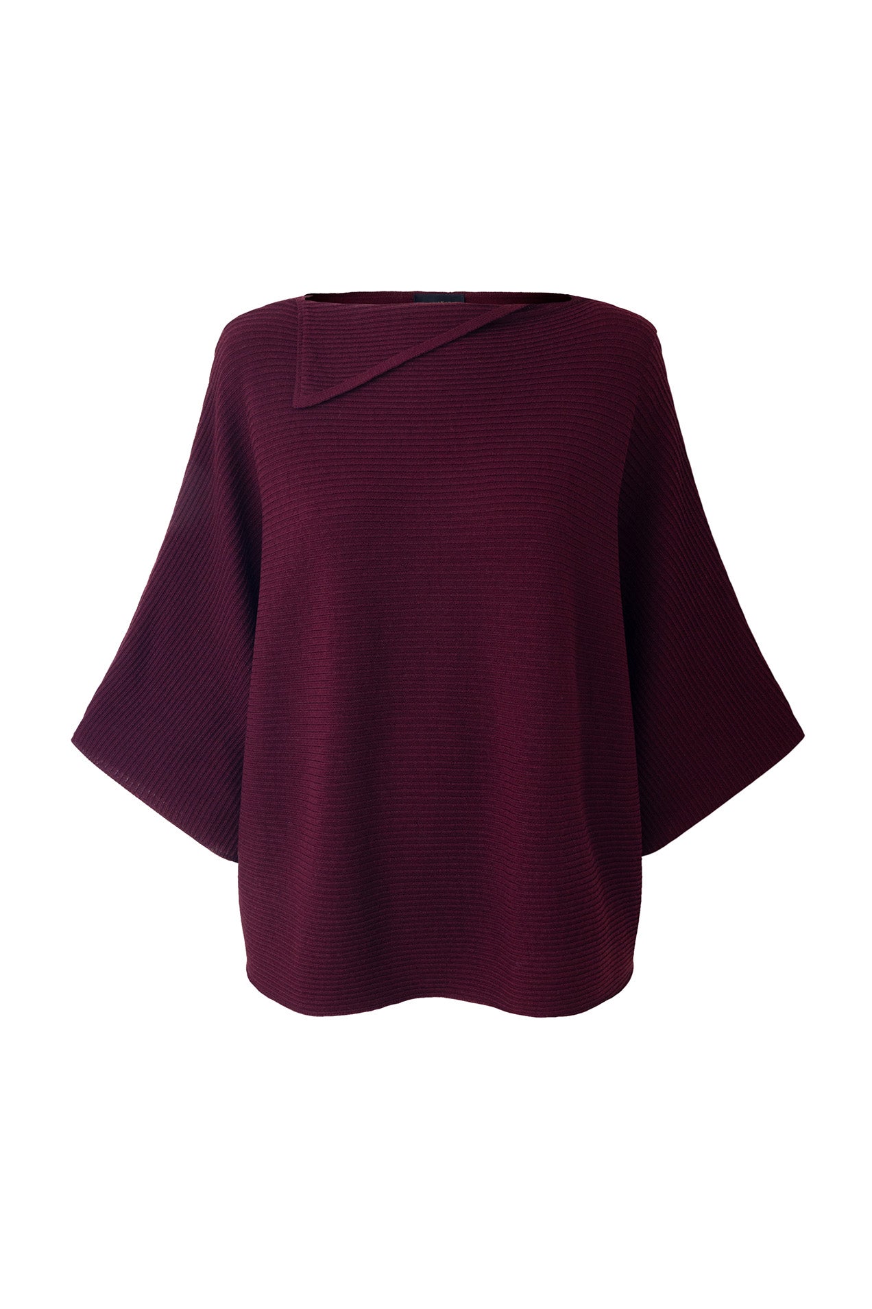 RIB WOOL ASYMMETRIC NECK SWEATER VIEW 2