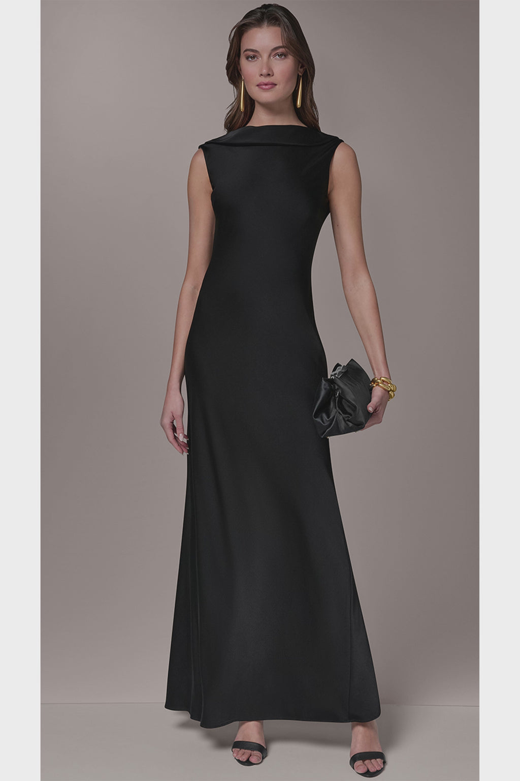 formal silk dress Luxury Dresses Cowl Neck Sleeveless Silk Midi Claret / XS designed to make a statement wherever you go Donna Karan Women's Satin Ruffle